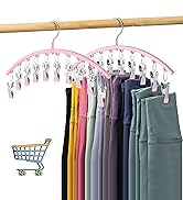 Legging Organizer for Closet, Metal Yoga Pants Hangers 2 Pack w/10 Clips Holds 20 Leggings, Space...