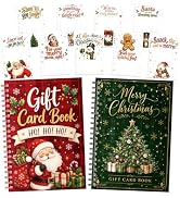 JWSCYSY 2 Pack Christmas Gift Card Book, 5.5x7.8 Spiral Bound Merry Christmas Gift Card Holder Bo...