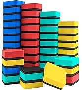Mini Dry Erase Erasers, IHPUKIDI 48 Pack Magnetic Whiteboard Dry Erasers Chalkboard Cleaner Wiper...