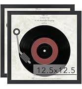 JCJMY Wood Vinyl Record Frame for the Wall, Display 12.5x12.5 Album Cover and 12x12 LP Vinyl Reco...