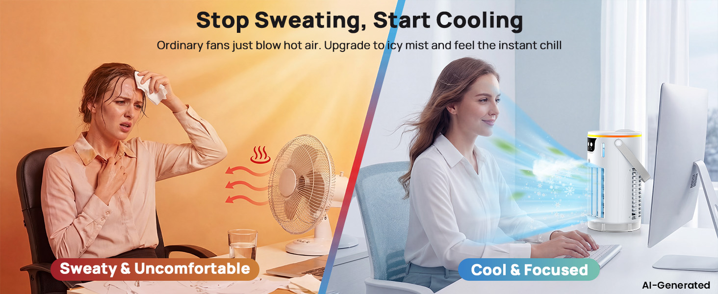 Upgrade from ordinary fan: feel instant chill with this portable evaporative cooler indoor