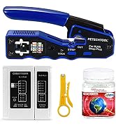 PETECHTOOL RJ45 Crimp Tool All-in-one Crimping tool Ethernet Wire Crimper Stripper Cutter for Cat...