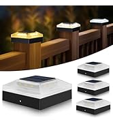 vighep 4 Pack Solar Post Cap Lights Outdoor – 4x4 Fence Post Light with 3 Color Modes, Waterproof...
