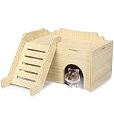 Jevnd Syrian Hamster Hide with Wooden House, Climbing Ladder and Window, Detachable Hut Play/Chew...