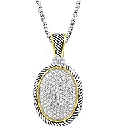 UNY JEWEL Jewelry Make a Statement with Our Two Tone Twisted Cable Wire Oval Enhancer Pendant Fea...