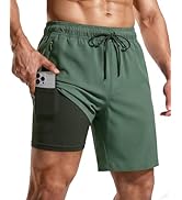 CoozySphere Men's Swim Trunks 7 Inch Quick Dry Board Shorts with Compression Liner for Beach Surf...