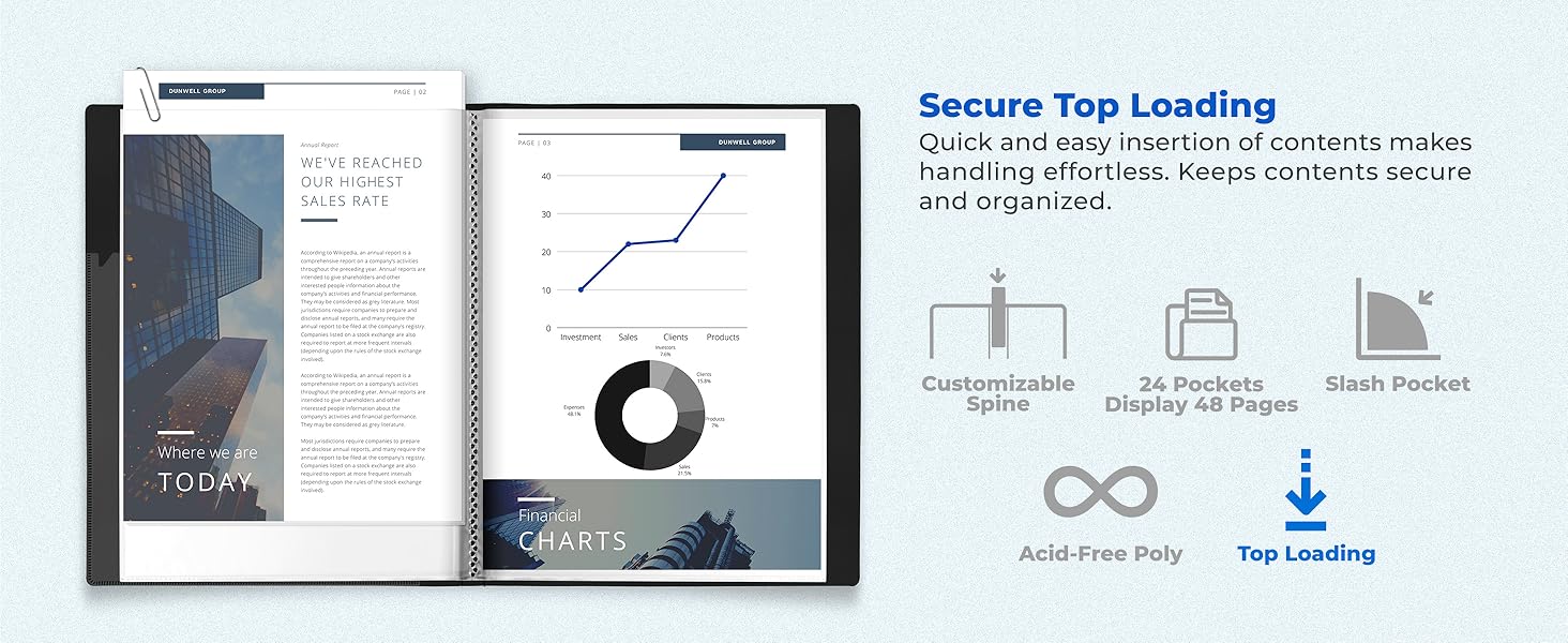 Dunwell Presentation Book 9x12 V - Secure Top Loading