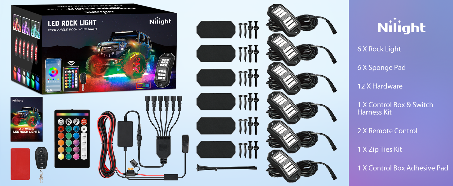 wide angle RGB led rock light remote Bluetooth app dual control