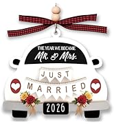Wedding Gifts for Couples, Newlywed First Christmas Tree Decoration, Mr & Mrs Wood Hanging Orname...