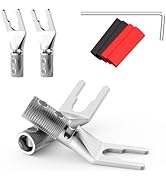 4PCS Spade Connector,45 Degree Pure Copper Audio Fork Y Spade Plug DIY with Heat Shrink Tubing an...