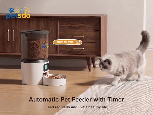 Automatic Cat Feeders, 4L Timed Cat Dry Food Dispenser Auto Pet Feeder Portion Control 9 Meals Day