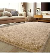 Ailyei Soft Shag Rugs for Bedroom, 4x6 Beige Camel Fluffy Shaggy Rugs for Living Room Nursery, Lu...
