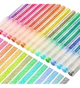 HANKU Glitter Highlighters, 16-Count, Chisel Tip Glitter Highlighters Assorted Colors, Sparkly Pa...