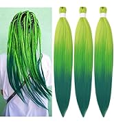 Ombre Green Braiding Hair Pre Stretched Kanekalon Braiding Hair