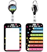 Black Inspirational Quote Work Retractable Badge Reel with ID Holder School Teachers ID Badge Hol...