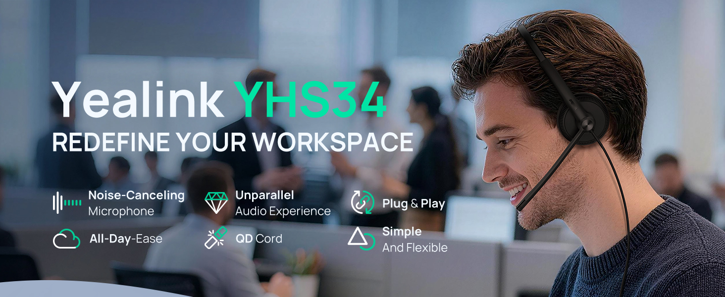 YHS34 PHONE RJ9 WIRED HEADSET