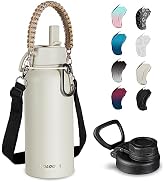 KXIAOCHEN Insulated Water Bottle, Stainless Steel Water Bottle, 2 Lids (Straw and Handle Lid),Wid...