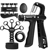 Grip Strength Trainer Kit (5 Pack) Adjustable Resistance Hand Gripper,Finger Exerciser,Hand Exten...