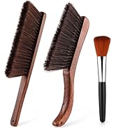 3 Pcs Wooden Hand Broom Set Counter Duster Dusting Bench Brushes Long Soft Bristles Handle Detail...