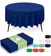 misaya 4 Packs Disposable Plastic Table Cloth, 84" Round Waterproof Tablecloth, Leakproof & Sturd...