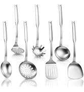 TeamFar Stainless Steel Cooking Utensils Set, 7 Pcs Metal Kitchen Utensils | Heat Resistant Kitch...