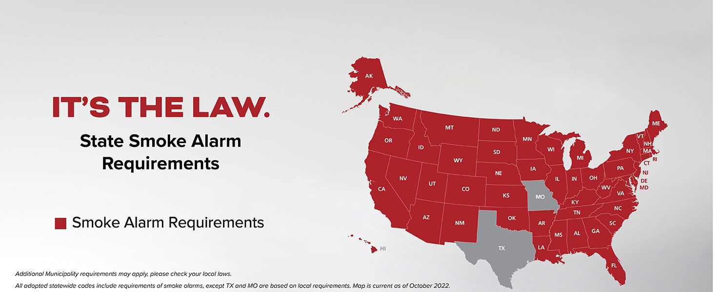 Map of state smoke alarm requirements, Kidde Fires Safety- desktop