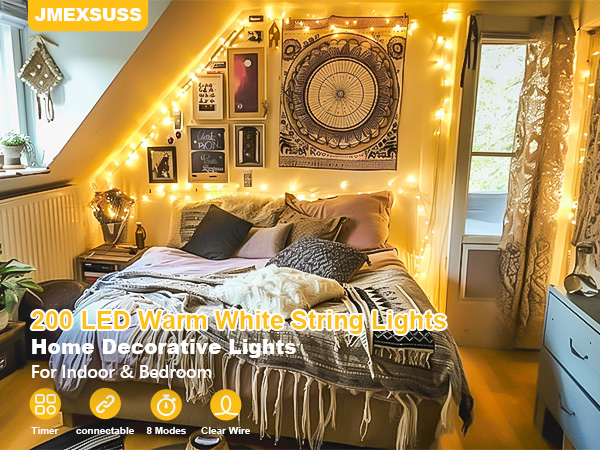 200 LED Christmas lights for bedroom