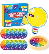 Math Fidget Spinner - 25 Self-Checking Multiplication&Division Flash Cards, Spin & Solve Quiz Whe...