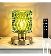 SURPALIG Cordless Rechargeable Table Lamp with Timer & Remote Control, Dimmable Touch Glass Batte...