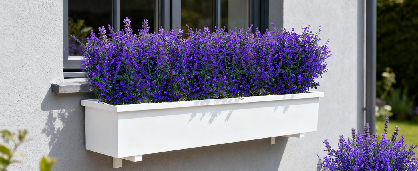 Artificial Lavender Fake Flowers Plastic Shrubs Indoor Outside Windows Decorations