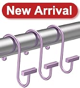 Purplish Gray Shower Curtain Hooks, Bathway Shower Curtain Rings Rust Proof, 12PCS Shower Hooks f...