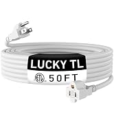 LUCKY TL Indoor Outdoor Extension Line, White Long Extension Line 50ft, Waterproof Flexible Case,...
