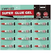 Super Glue Gel 3 Gram (Pack of 12), Clear Instant CA Glue Multipack for Plastic Ceramic Glass, St...