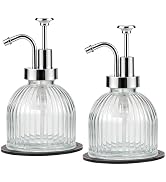 SheeChung 8 Oz Glass Soap Dispenser Bathroom, Clear Liquid Hand Soap Dispenser with Pump, Refilla...