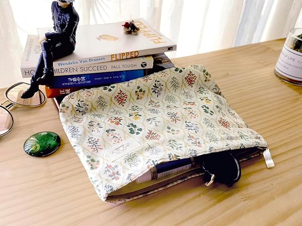 floral cotton makeup bag women girls toiletry travel organizer, cute aesthetic floral print