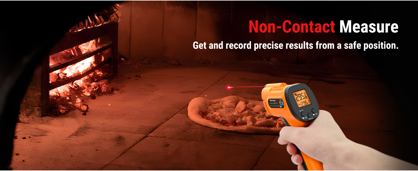 laser thermometer gun for oven, pizza oven, griddle, kitchen, surface temperatures