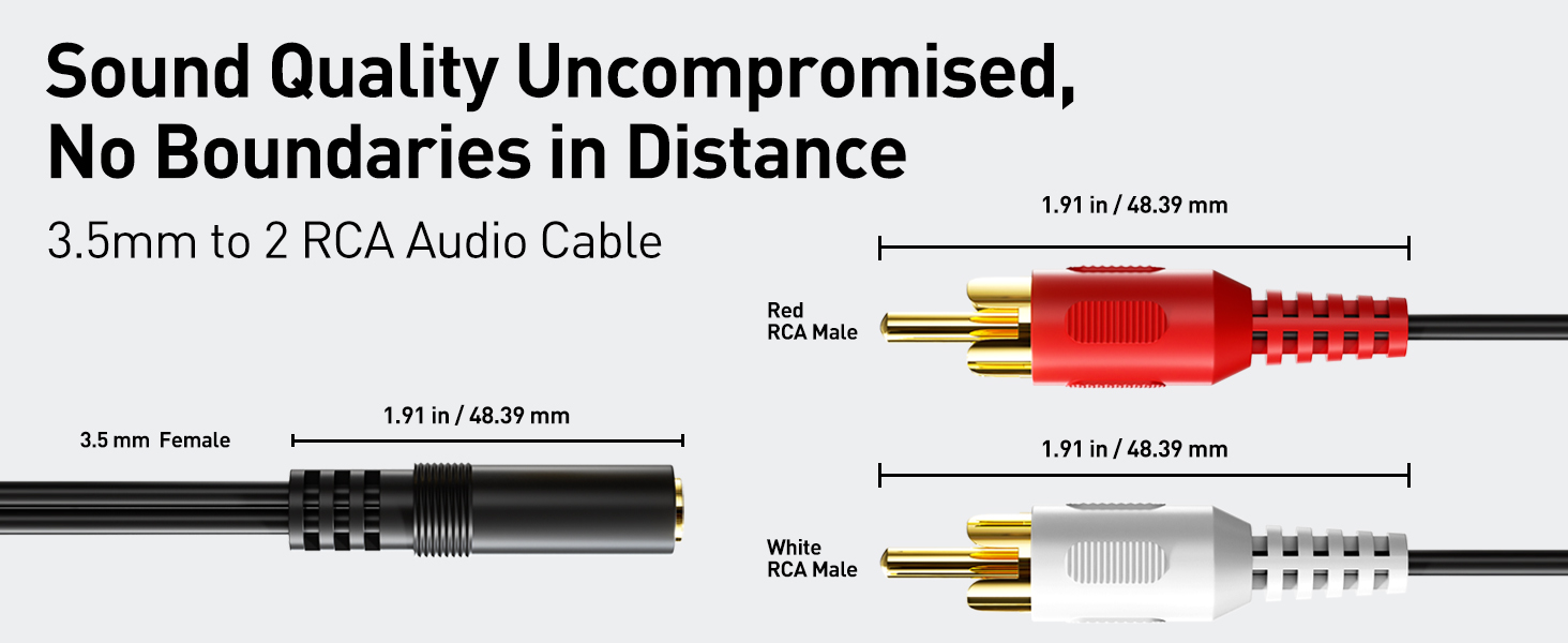 Enjoy rich, noise-free stereo audio with oxygen-free copper and gold-plated connectors