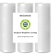 MegaWise 3 Rolls of Vacuum Sealer Machine Bags, 8 inch wide and 21.6 Feet Long for Megawise & oth...