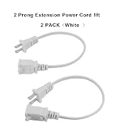 1FT Short 2 Prong Power Extension Cord White, US Male/Female Power Cable for NEMA 5-15P to NEMA 5...