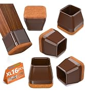 16Pcs Square Chair Leg Floor Protectors with Thickened Felt Pads Silicone Chair Leg Covers Caps t...