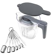 Recogwood 17 Piece Measuring Cups and Spoons Set, Stainless Steel Measuring Spoons Set and Stacka...