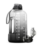 gallon bottle with bold time markers and screw-on lid to encourage steady hydration