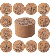 STARUBY Coasters for Drinks 12 pcs Absorbent Cork Coasters with Flower Coaster for Coffee Table H...