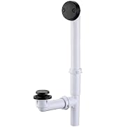 Oil Rubbed Bronze 1-1/2" Tubular Bathtub Drain Kit with Tip-Toe Stopper, Wellup Waste and Overflo...