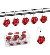 BEAVO Shower Curtain Hooks, Home Decorative Rustproof Shower Curtain Hooks Resin Rose Flower Show...