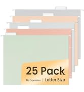 SUNEE 25 Count Hanging File Folders, Pastel Colors, Hanging File Folders Letter Size, Hanging Fol...