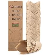 Gifbera 200pcs Natural Tulip Cupcake Liners Paper Baking Cups with Unbleached Parchment Paper, Me...