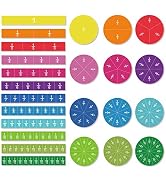 ZazzyKid Magnetic Fraction Tiles & Circles, 156pcs, 12 Color Coded, Fraction Manipulatives
