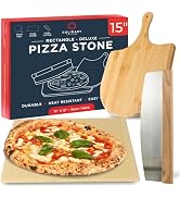Pizza Stone for Oven Set - 15 x 12 inch Stone for Grill - 3PCS PizzaMaking Accessories - Large Pi...