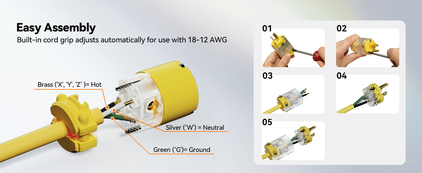 plug and connector 15amp 2pole wire grounding